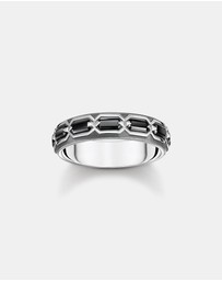 THOMAS SABO - Ring Crocodile Shell with Stones Silver Blackened
