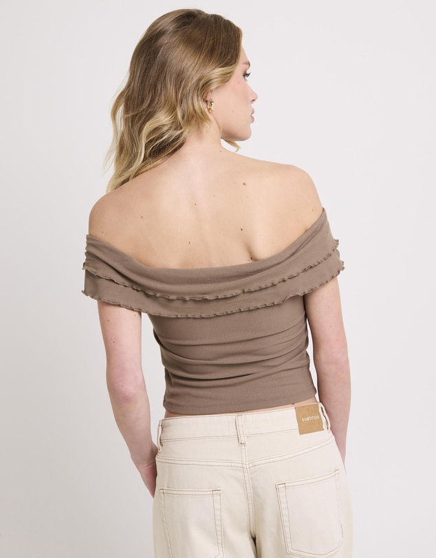 Subtitled - Mily Rib Ruffle Top