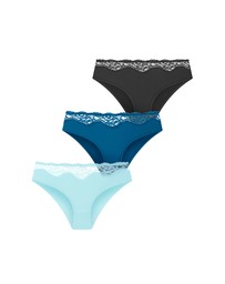 City Chic - Plus size Smooth & Chic Micro 3 Pack Shorty - blue tint teal black