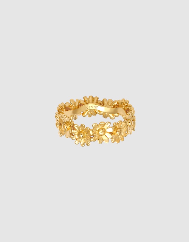 Elli Jewelry - Floral Band Ring in Gold-Plated 925 Silver