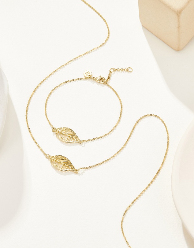 Mestige - Flourish Necklace & Bracelet Set - 18K Gold Plated