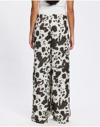 adidas Originals - Satin Cow Print Wide Leg Pants