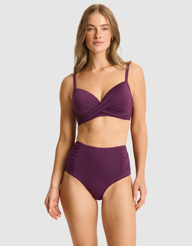Sea Level - Essentials Edit High Waist Gathered Side Pant Claret