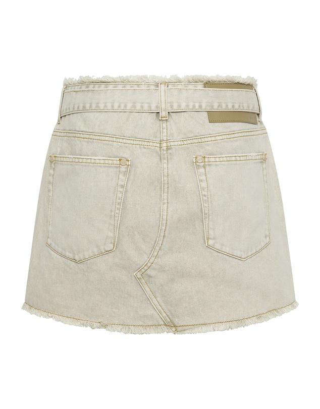 ONE TEASPOON - Antique White Belted Max Denim Mini Skirt