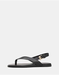 Tommy Hilfiger - Leather Color-Blocked Square Toe Sandals - Women's