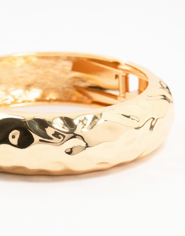 Lovisa - Gold Plated Hammered Wide Bangle