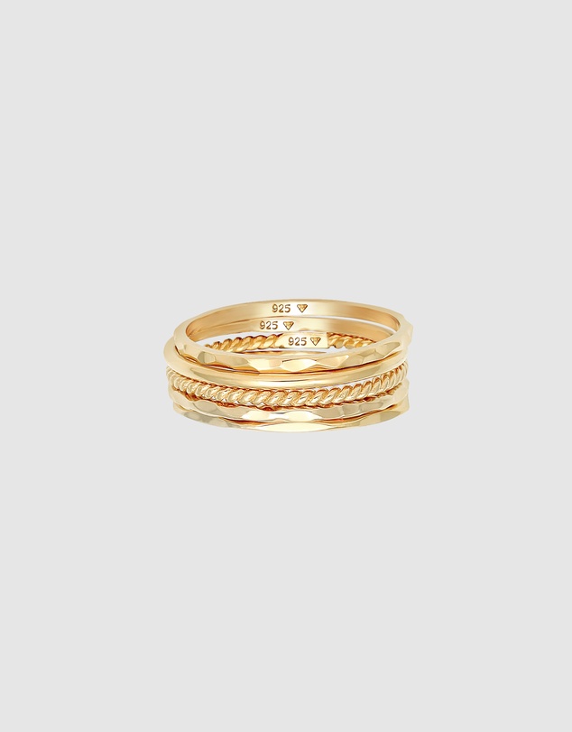 Elli Jewelry - Filigree Ring Set in Gold-Plated 925 Silver