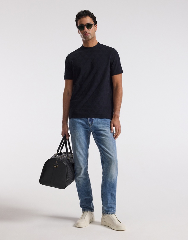 Calibre - Geometric Jacquard T-shirt Navy