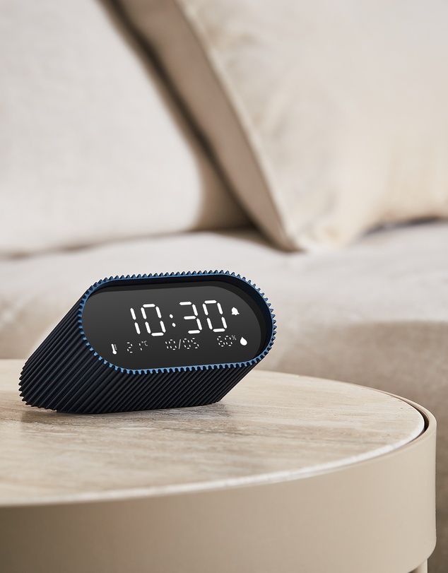 Lexon - Lexon Ray Clock Lcd Alarm Clock With Temperature / Humidity Display - Blue