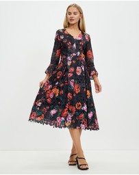 Pink Ruby - Night Flower Bell Sleeve Dress