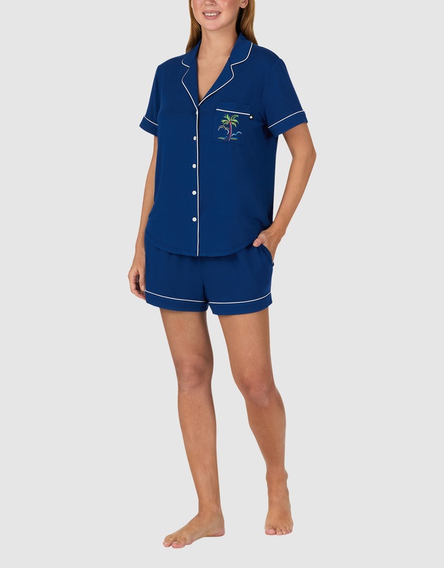 Kate Spade - Modal Button Up Short Sleeve Short Pyjama Set with Embroidery