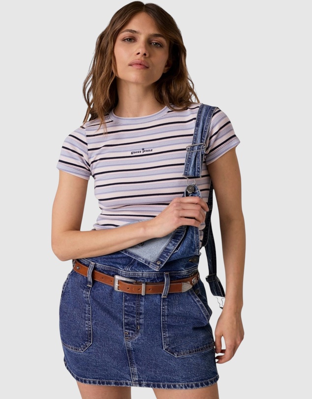 GUESS Jeans - GUESS JEANS Star Embroidered Stripe Slim Top