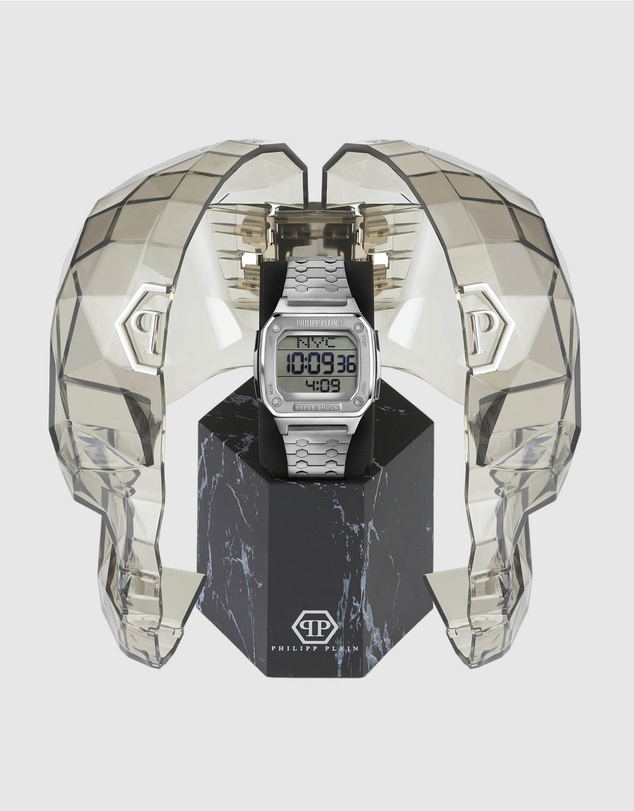 Philipp Plein - HYPER $HOCK 44MM - Silver-Tone Case - Light Display - Silver-Tone Metal Band