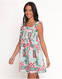 Petal & Pup - Annis Frill Sleeve Mini Dress - Aqua