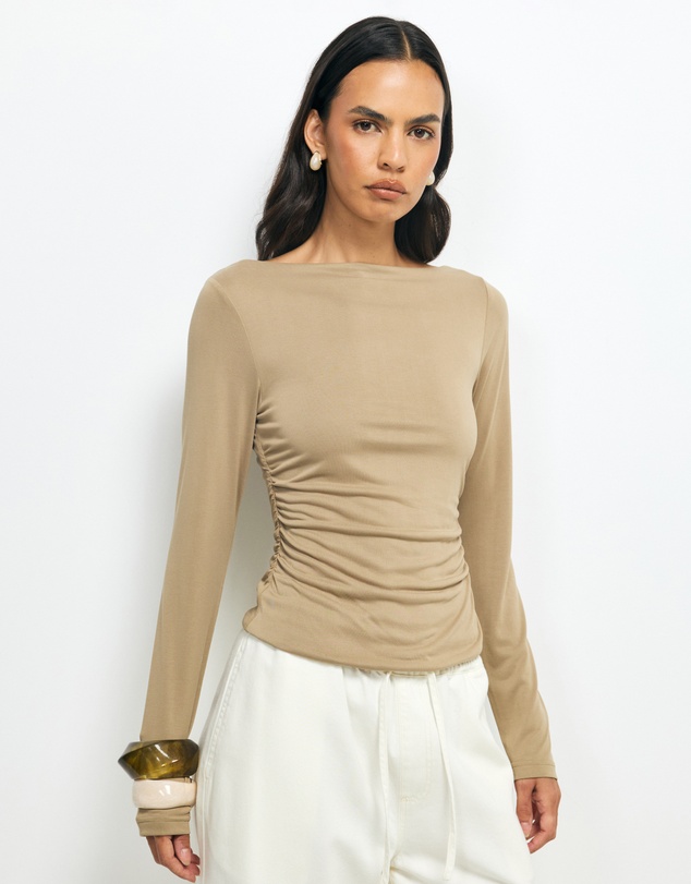 AERE - Cupro Boat Neck Top