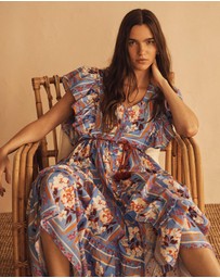 AUR OCEA - Piastrelle Ruffle Sleeve Maxi Dress