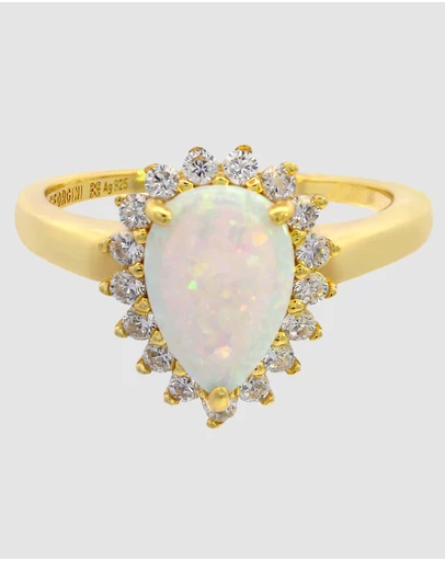 Georgini - Georgini Opal Glow Rozelle White Created Opal Gold Ring