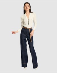 Honey and Beau - Biana Knit Button Up Top
