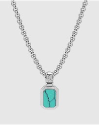 Nialaya Jewellery - Men's Sterling Silver Necklace with Two-in-One Turquoise & Black Onyx Pendant