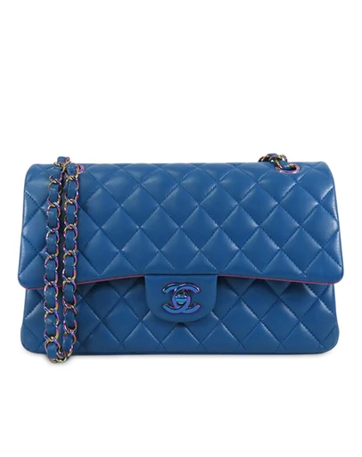 Pre-Loved by Azura Reborn - Pre-Loved Medium Classic Lambskin Rainbow Hardware Double Flap