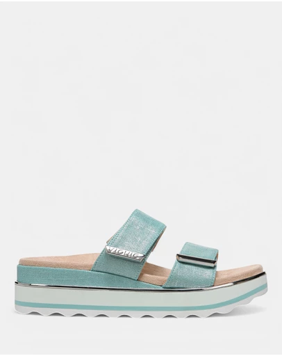 Vionic - Brandie Flatform Slide - Aqua Metallic