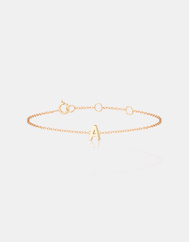 The Silver Collective - Children's A-Z Letter Bracelet Rose Gold - A
