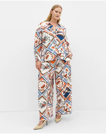 City Chic - Surface Wide Leg Print Pant