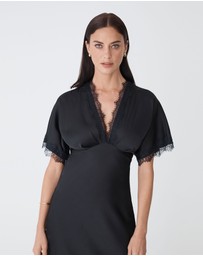 Forcast - Cleo Lace Trim Satin Dress
