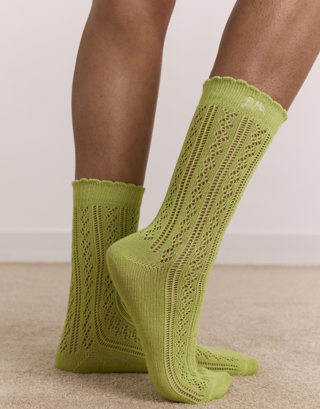 Damson Madder - Calf Length 2 Pack Pointelle Socks