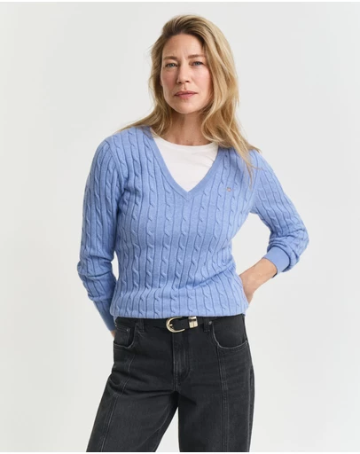 Gant - Stretch Cotton Cable V-Neck Knit