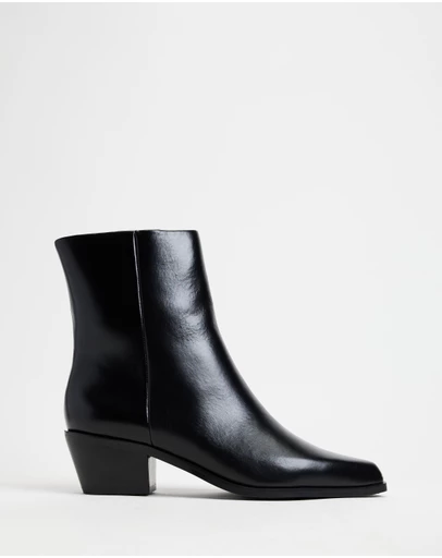 AERE - Smooth Leather Cowboy Ankle Boots