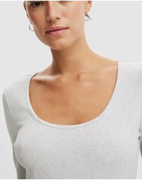 Cotton On - Scoop Neck Rib Long Sleeve Top