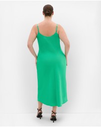 City Chic - Sadie Satin Slip Dress - greenstone