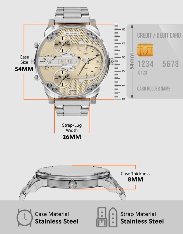 Diesel - Mr. Daddy Slim Silver Tone Chronograph Watch