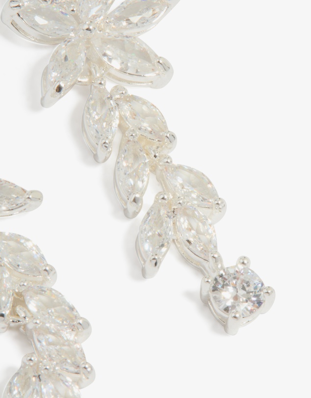 Lovisa - Silver Plated Cubic Zirconia Medium Flower Vine Drop Earrings