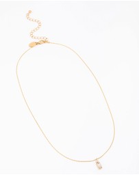 Lovisa - Waterproof Gold Plated Stainless Steel Thin Baguette Round Cubic Zirconia Pendant Necklace