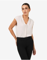Forcast - Adelaide V-Neck Cap Sleeve Top