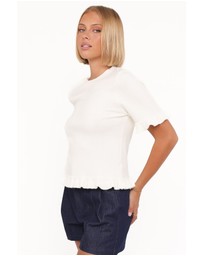 Petal & Pup - Emilie Short Sleeve Ruffle Crew Sweater - Cream