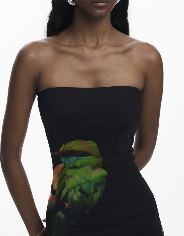 Desigual - Strapless long printed Dress