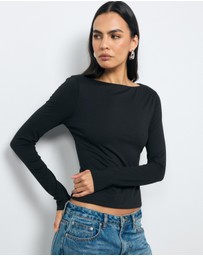 AERE - Tess Boat Neck T-Shirt