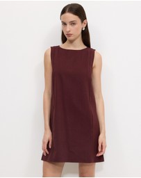 Calli - Ruby Cotton Twill Shift Dress