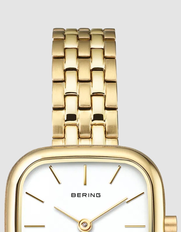 Bering - Bering Classic Ladies 26mm Square Case Gold Metal Strap Watch