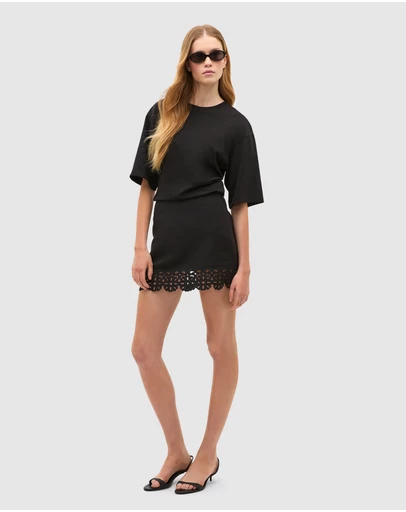 Seed Heritage - Linen Blend Cutwork Skort