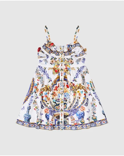 Camilla - Strappy Button Through Mini Dress - Kids-Teens