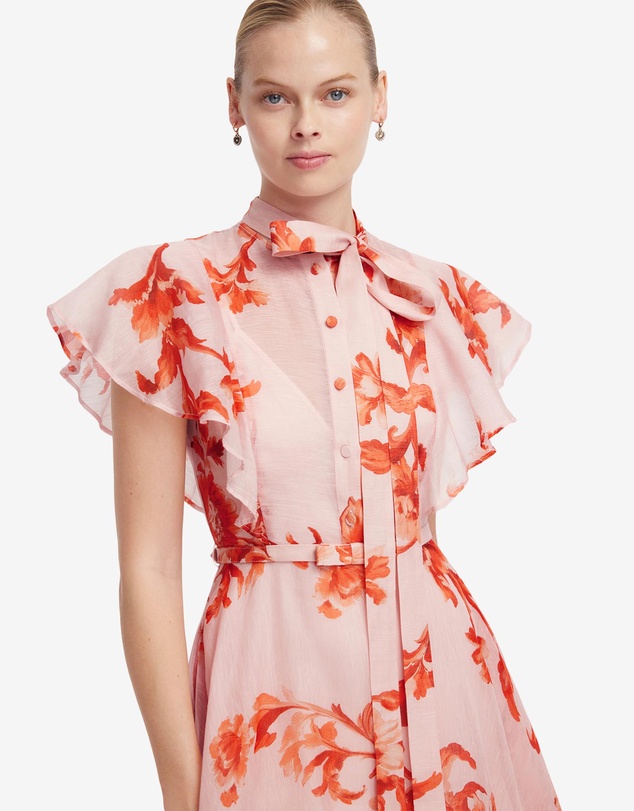 LEO LIN - Elsie Flutter Sleeve Midi Dress
