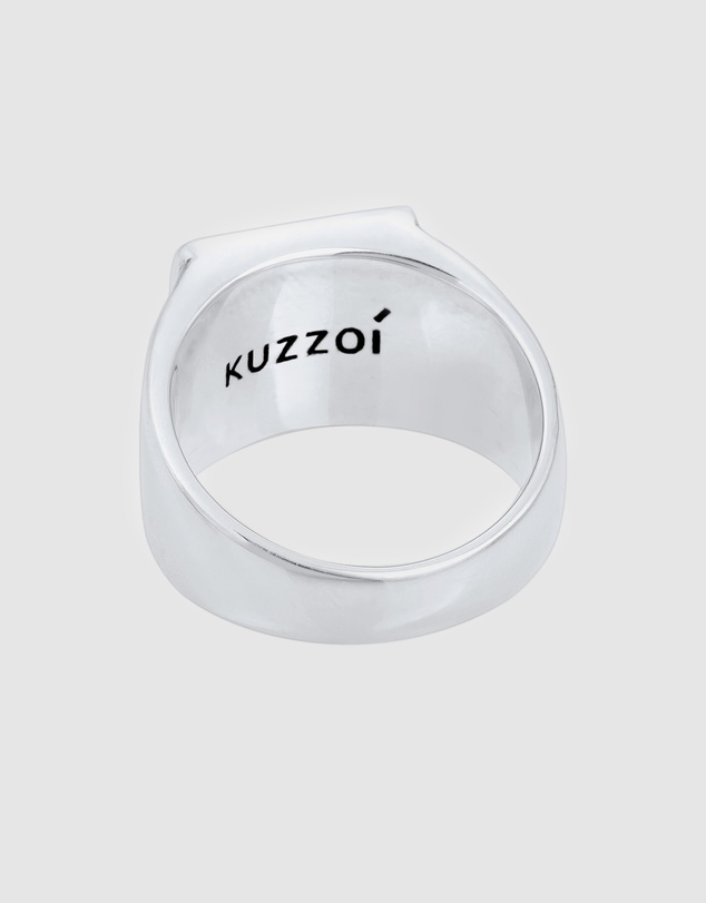 Kuzzoi - ICONIC EXCLUSIVE - Signet Ring with Anchor Emblem in Oxidised 925 Sterling Silver