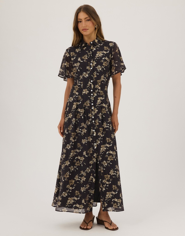 Atmos&Here - Kate Pin Tuck Detail Midi Shirt Dress