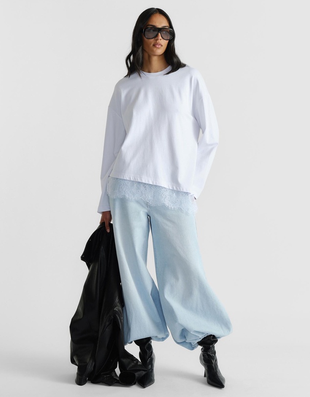 Decjuba - Sofia Lace Trim Long Sleeve Top