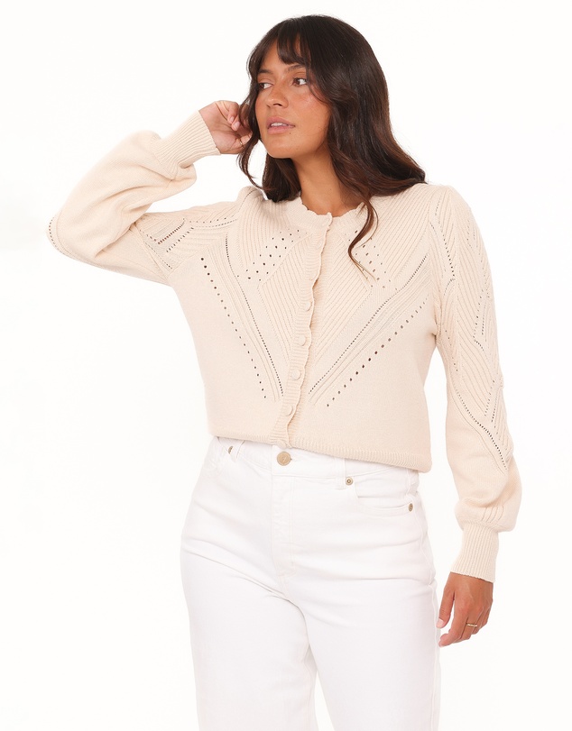 Petal & Pup - Annika Puff Sleeve Cardigan - Cream