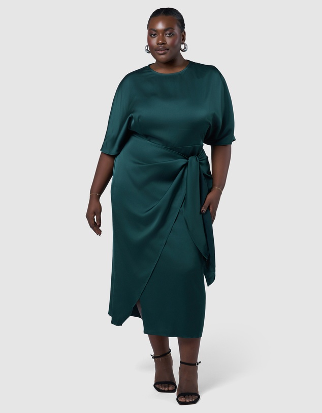 Pink Dusk by Curve Project - Act Up Satin Midi Dress